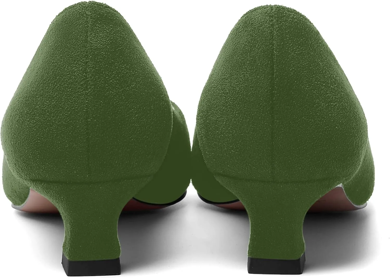 AMBELIGHT Womens Slip On Square Toe Casual Office Dress Shoes Suede Kitten Low Heel Pumps Shoes 1.5 Inch