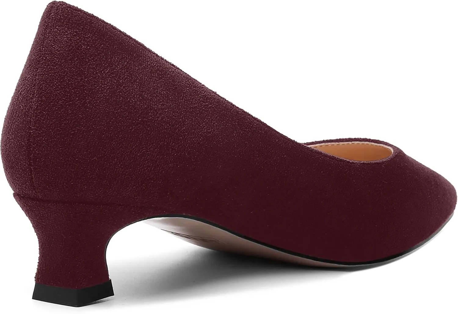 AMBELIGHT Womens Slip On Square Toe Casual Office Dress Shoes Suede Kitten Low Heel Pumps Shoes 1.5 Inch