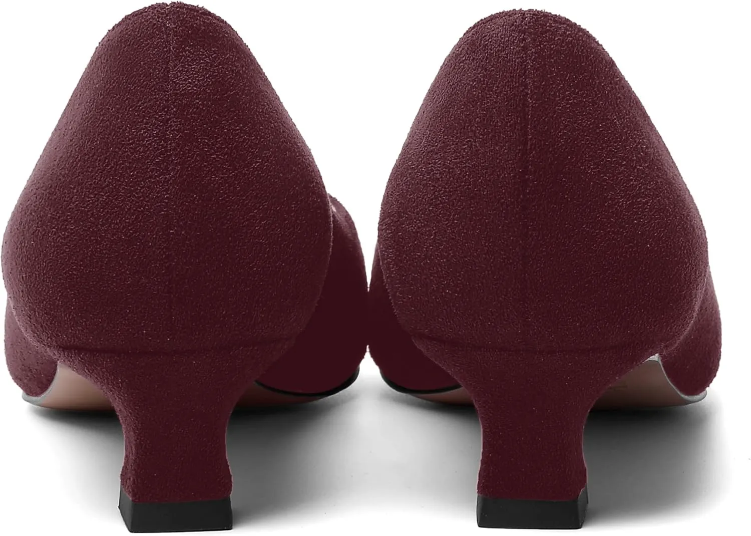 AMBELIGHT Womens Slip On Square Toe Casual Office Dress Shoes Suede Kitten Low Heel Pumps Shoes 1.5 Inch