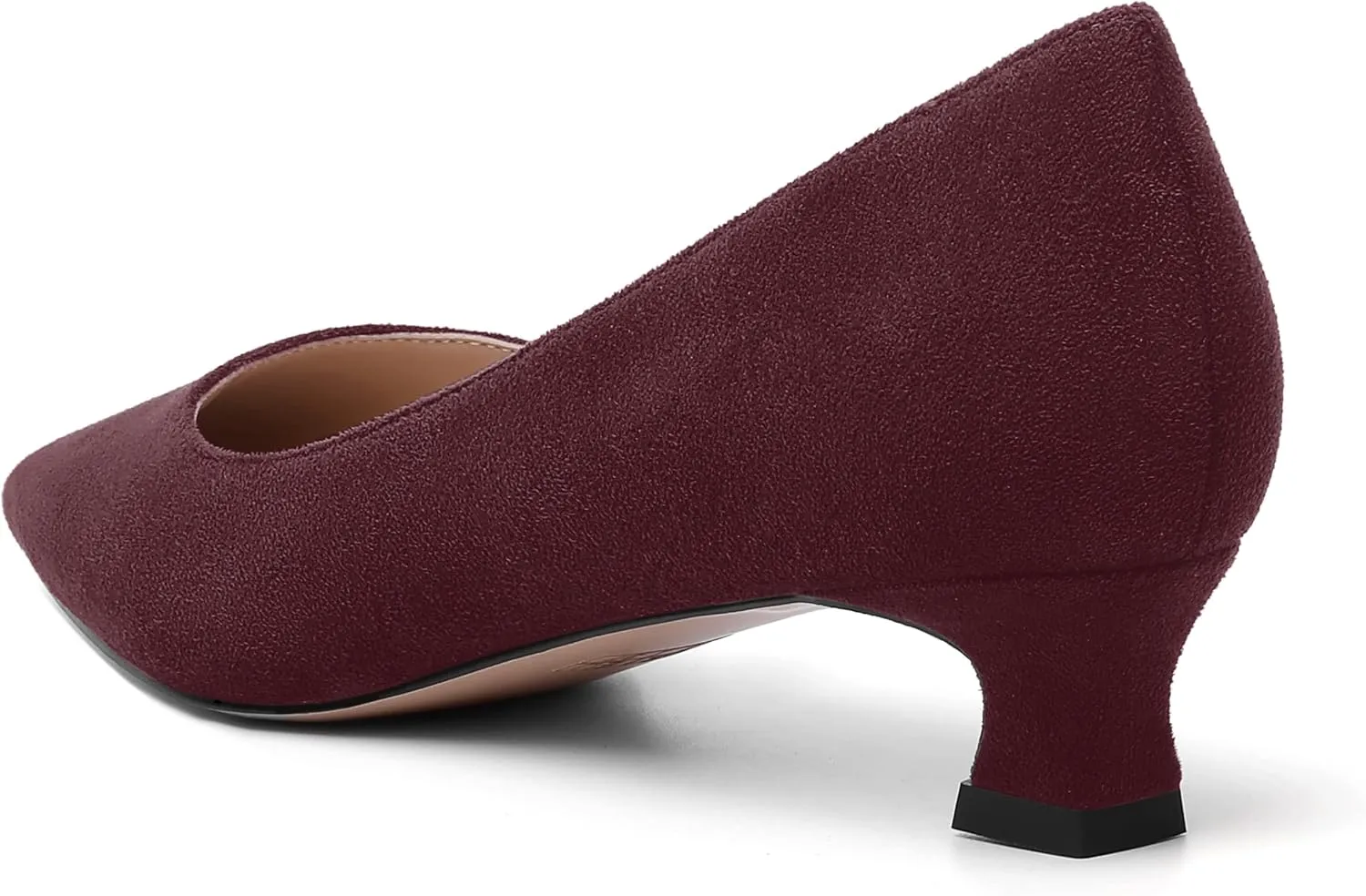 AMBELIGHT Womens Slip On Square Toe Casual Office Dress Shoes Suede Kitten Low Heel Pumps Shoes 1.5 Inch