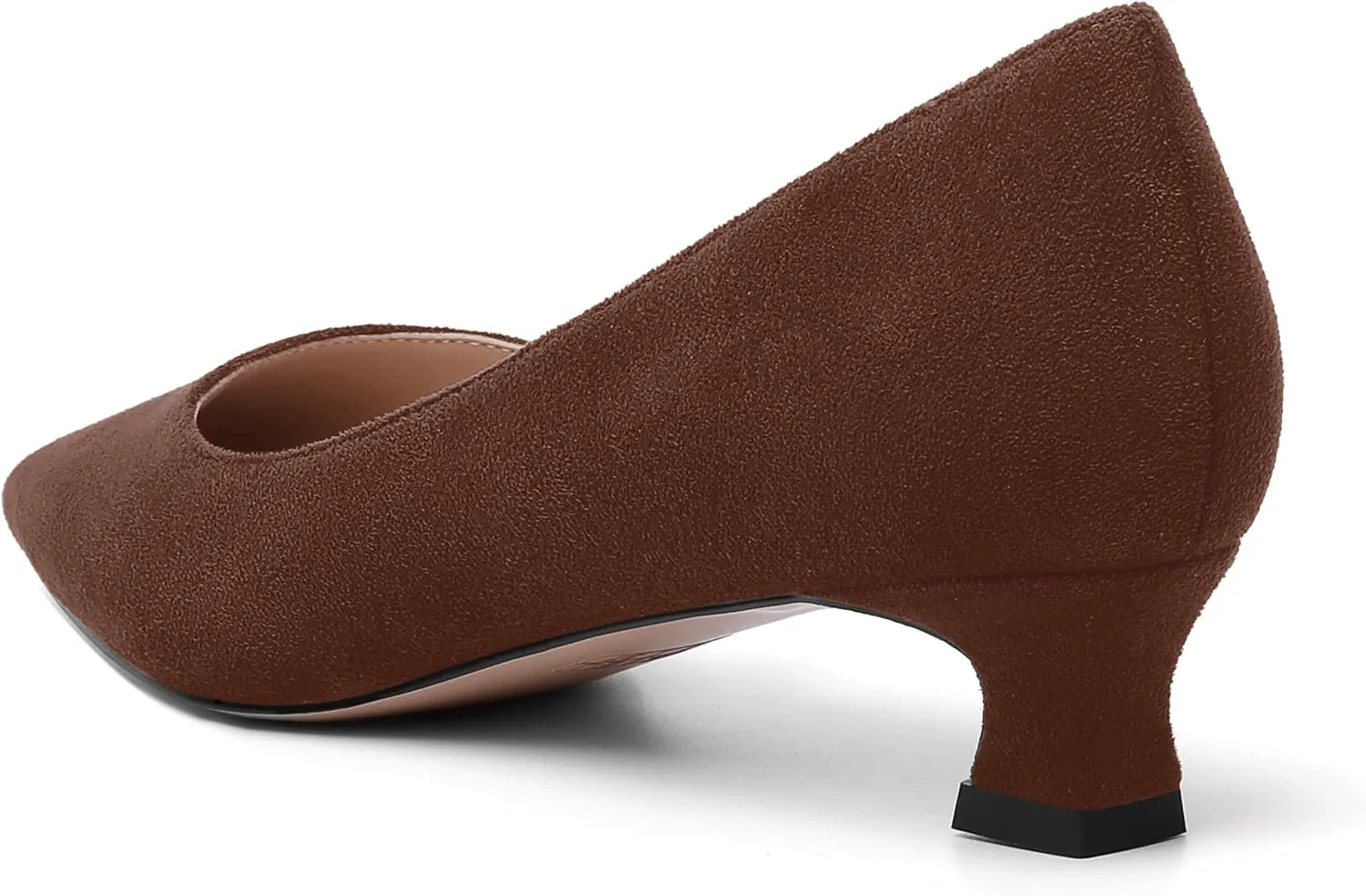 AMBELIGHT Womens Slip On Square Toe Casual Office Dress Shoes Suede Kitten Low Heel Pumps Shoes 1.5 Inch