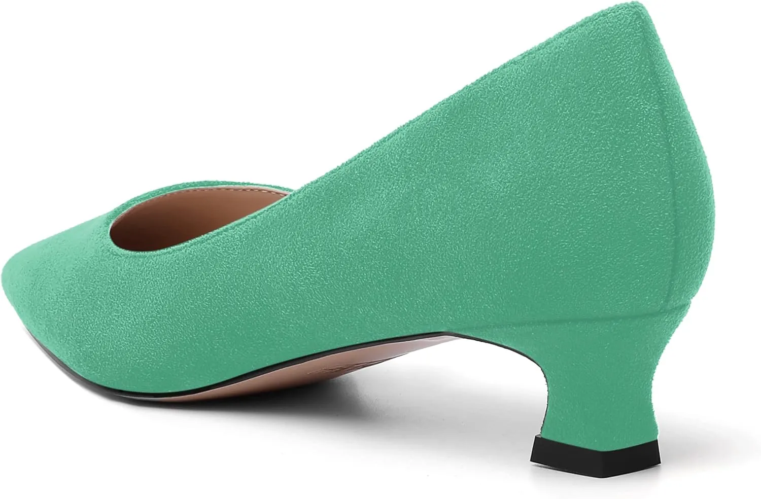 AMBELIGHT Womens Slip On Square Toe Casual Office Dress Shoes Suede Kitten Low Heel Pumps Shoes 1.5 Inch