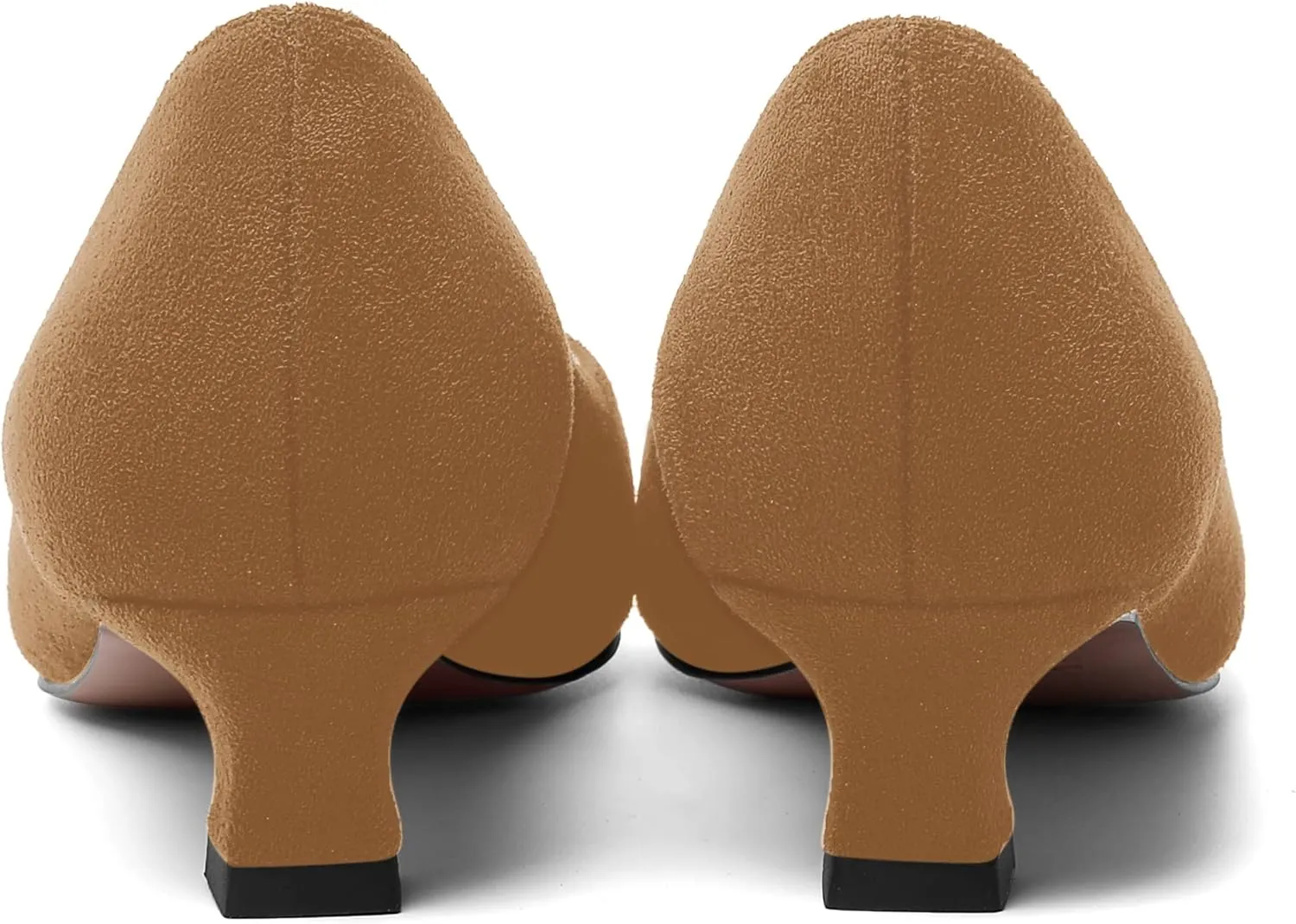 AMBELIGHT Womens Slip On Square Toe Casual Office Dress Shoes Suede Kitten Low Heel Pumps Shoes 1.5 Inch