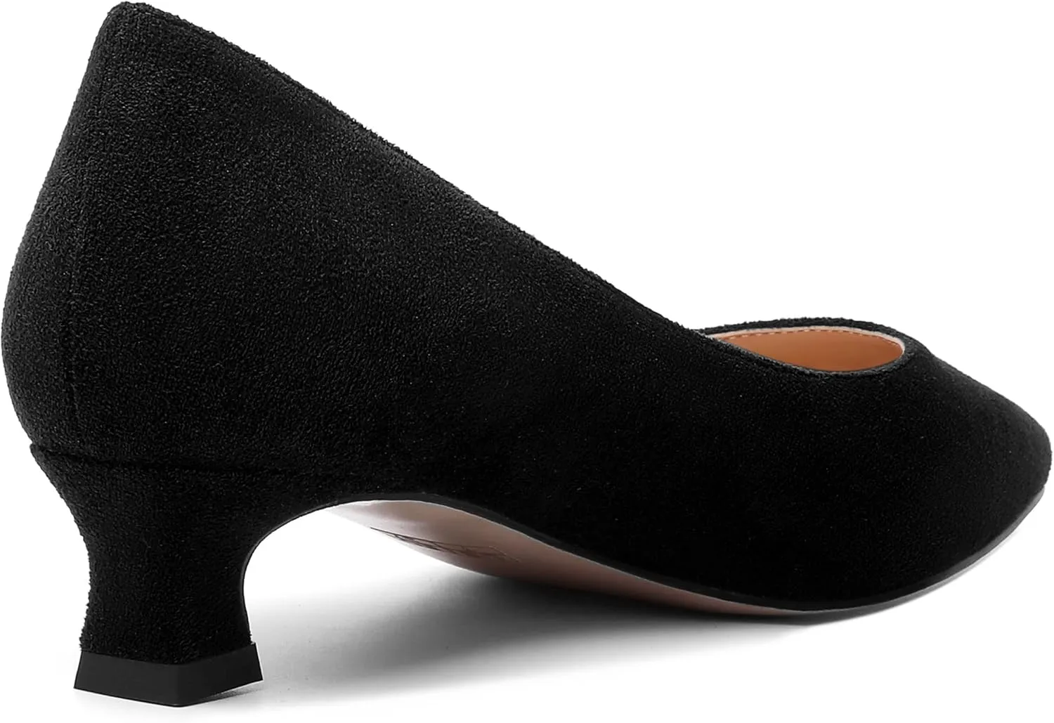 AMBELIGHT Womens Slip On Square Toe Casual Office Dress Shoes Suede Kitten Low Heel Pumps Shoes 1.5 Inch