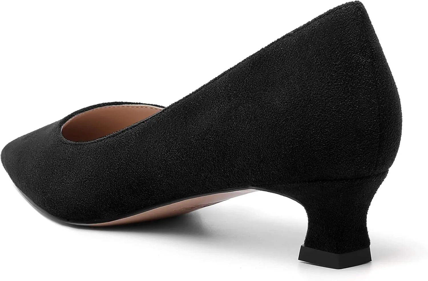 AMBELIGHT Womens Slip On Square Toe Casual Office Dress Shoes Suede Kitten Low Heel Pumps Shoes 1.5 Inch