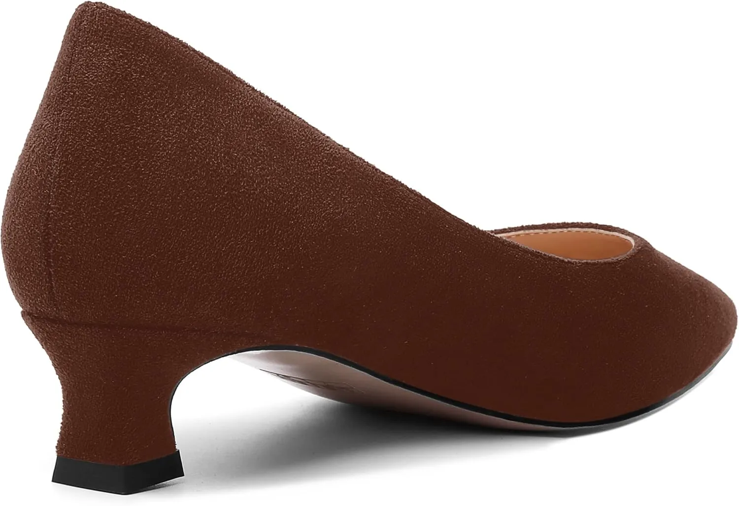 AMBELIGHT Womens Slip On Square Toe Casual Office Dress Shoes Suede Kitten Low Heel Pumps Shoes 1.5 Inch