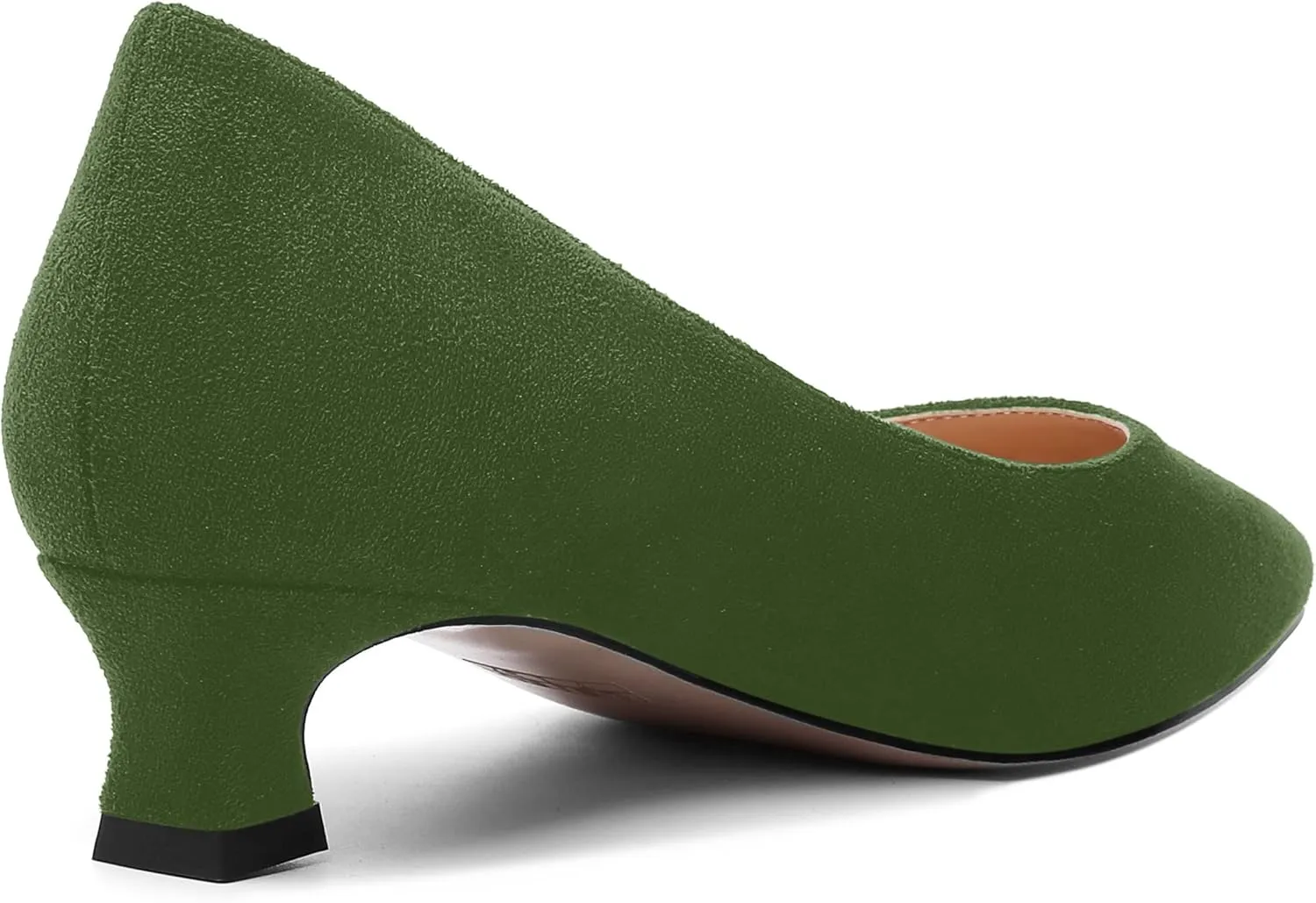 AMBELIGHT Womens Slip On Square Toe Casual Office Dress Shoes Suede Kitten Low Heel Pumps Shoes 1.5 Inch