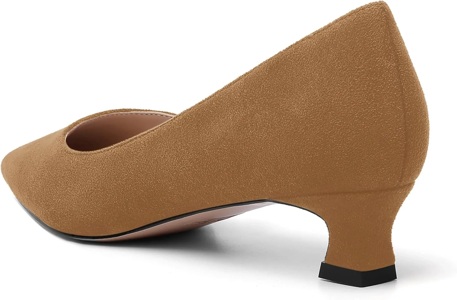 AMBELIGHT Womens Slip On Square Toe Casual Office Dress Shoes Suede Kitten Low Heel Pumps Shoes 1.5 Inch