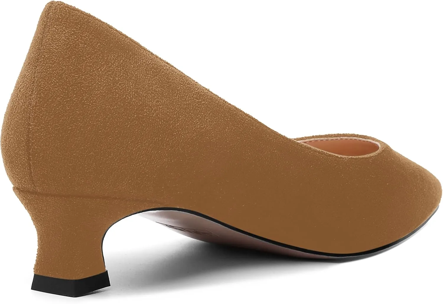 AMBELIGHT Womens Slip On Square Toe Casual Office Dress Shoes Suede Kitten Low Heel Pumps Shoes 1.5 Inch