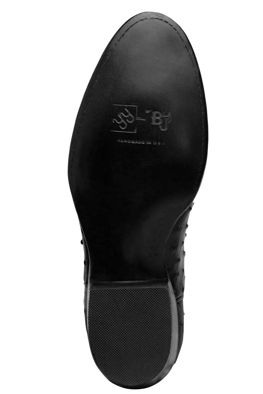 Black Jack Men's Full Quill Ostrich Cowboy Boots - Black