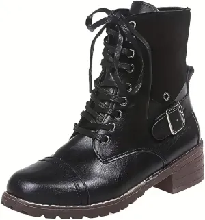 Cathalem Ankle Boots for Women Wedges Ankle Booties Retro V Cutout Short Boots Flock Leather Zip Closure Block Heels Shoes
