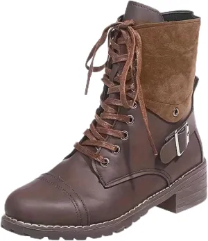 Cathalem Ankle Boots for Women Wedges Ankle Booties Retro V Cutout Short Boots Flock Leather Zip Closure Block Heels Shoes