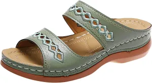 Cathalem Orthopedic Sandals for Women Casual Strappy Low Wedges Sandals Summer Beach Sandals Dress Shoes