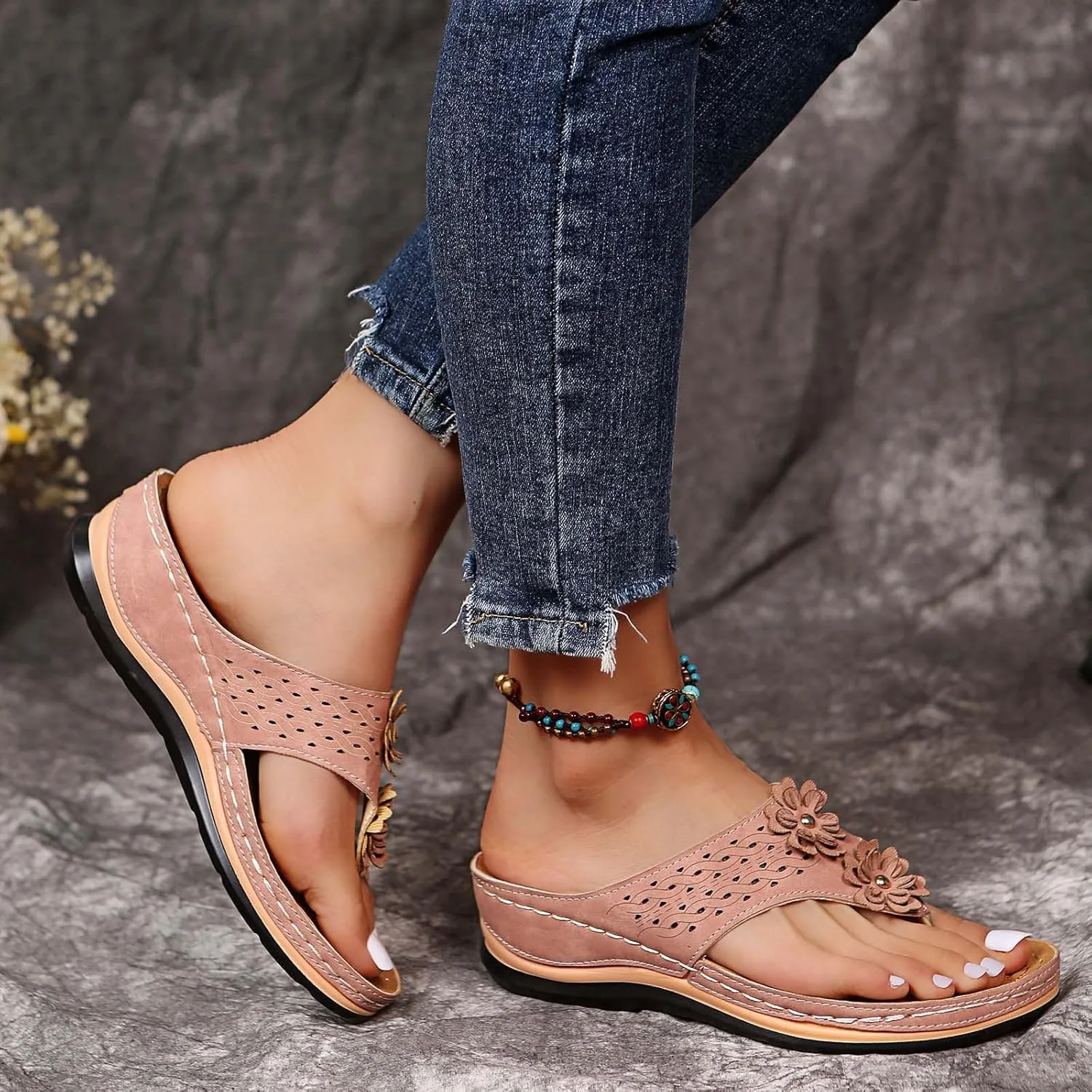 Cathalem Summer Sandals for Women 2024 Open Toe Ankle Strap Platform Sandals Casual Strappy Low Wedges Sandals Beach Sandals