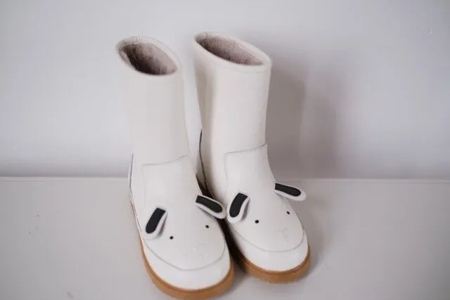 Children Genuine Leather Cartoon Snow Boots