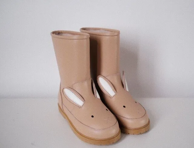 Children Genuine Leather Cartoon Snow Boots