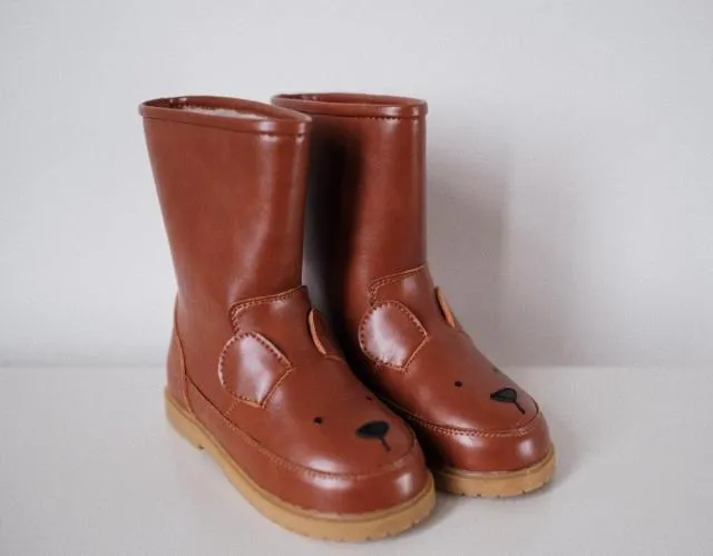 Children Genuine Leather Cartoon Snow Boots