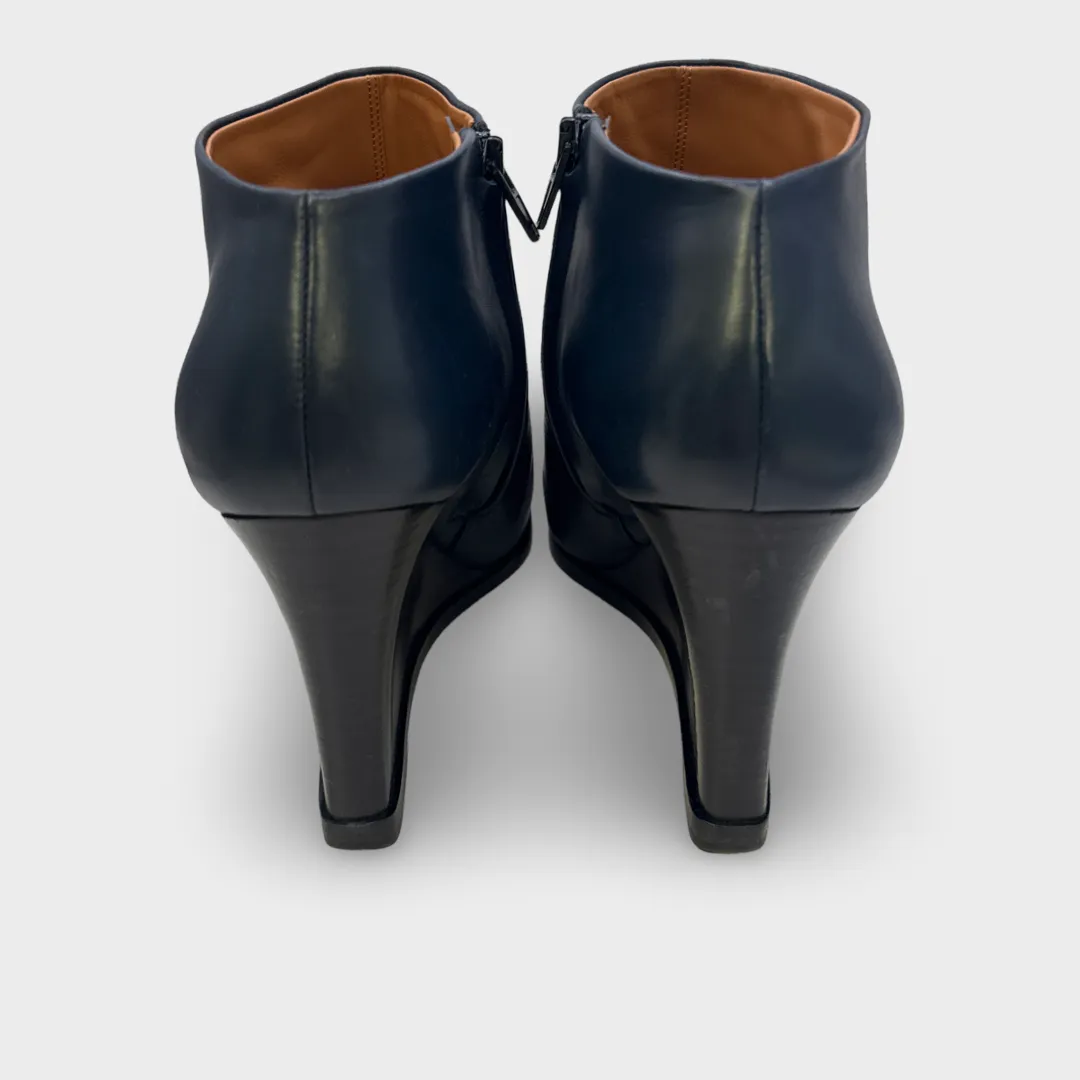 Céline Women's Navy Wedge Leather Ankle Boots