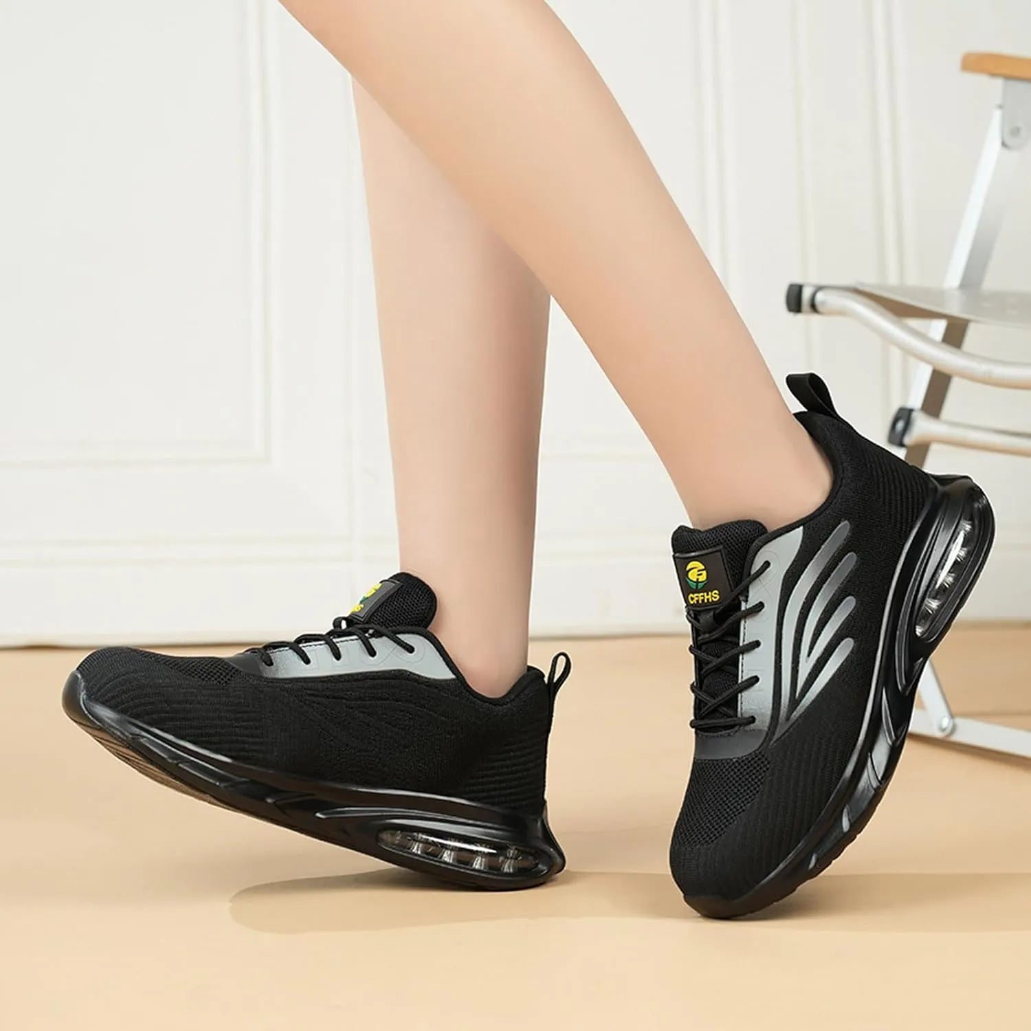 Couple Men's Shoes Women's Steel Toe Cap Lightweight Non Slip Sneaker Wedges Shoes for Women Wide