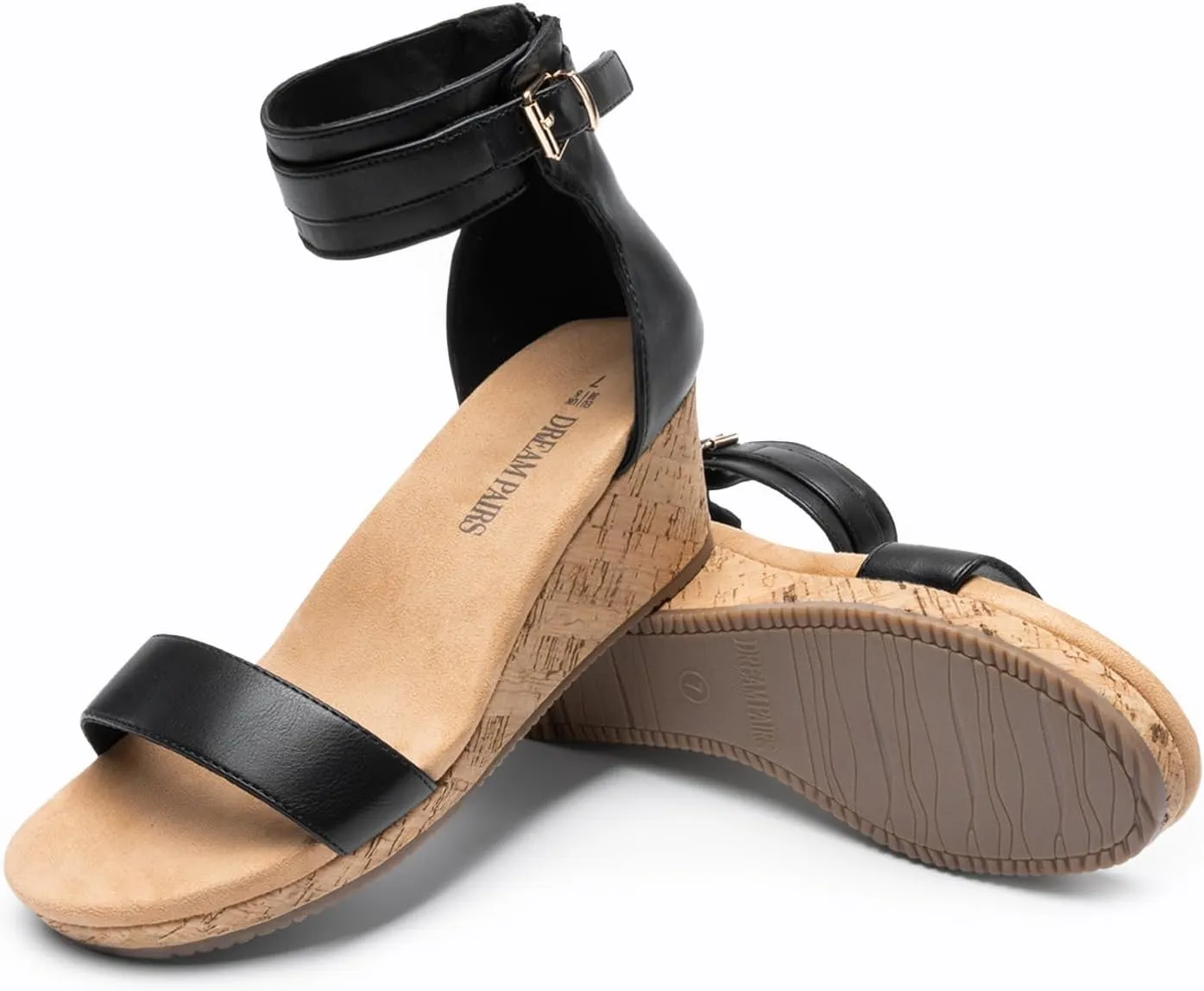 DREAM PAIRS Women's Open Toe Buckle Ankle Strap Platform Wedge Sandals Summer Shoes.