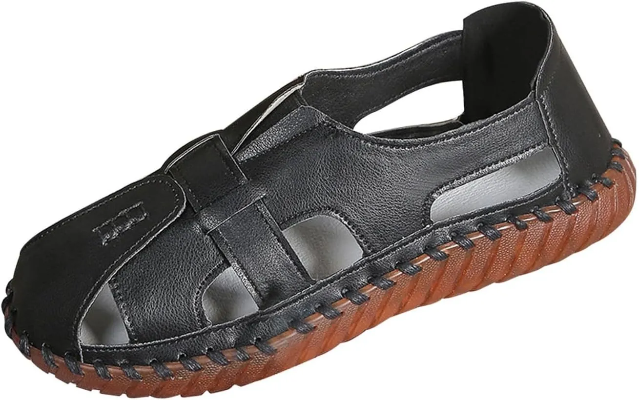 Fisherman Sandals for Women Hollow Out Slip On Loafers Closed Toe Cute Breathable Flats Beach Hiking Orthopedic Shoes Casual Fashion Driving Shoes