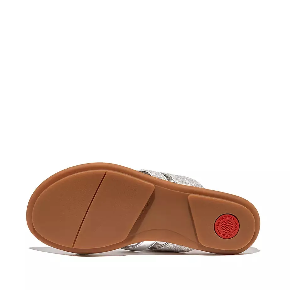 FitFlop Gracie Shimmerlux Strappy Toe-Post Sandals Silver