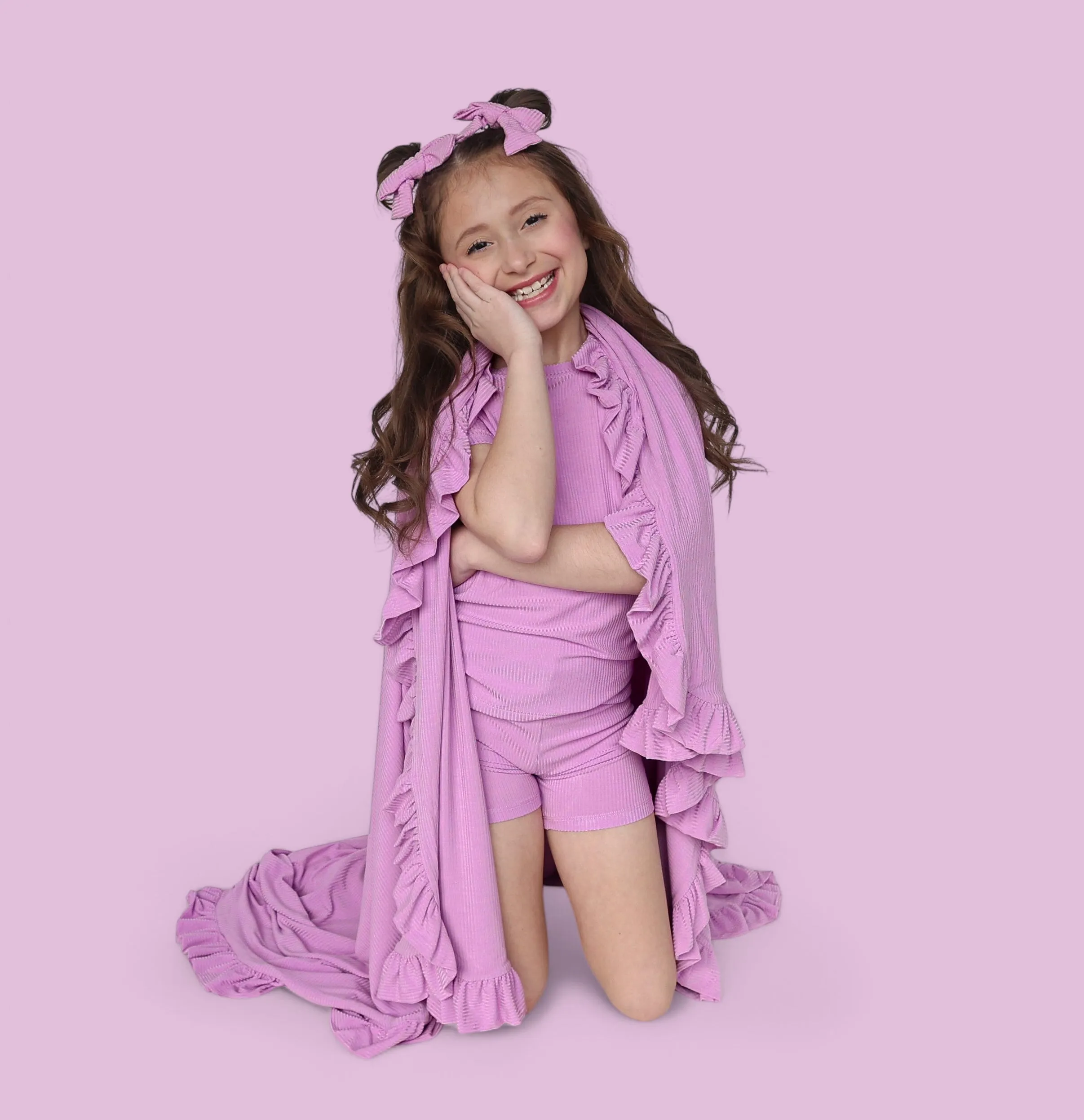 FOREVER LILAC RIB DREAM RUFFLE BLANKET