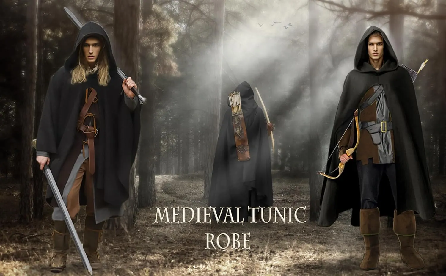 GOLDSTITCH Medieval Cloak Renaissance Hooded Vintage Cape Costume Deluxe Halloween Adult Cape Cloak