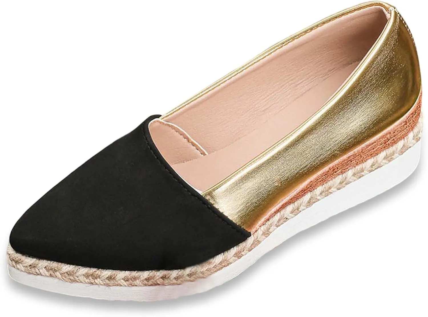 Ladies Weave Pointed Toe Slip On Summer Slope Heel Thick Soled Wedges Casual Womens Casual Dress Shoes Width Low Heel