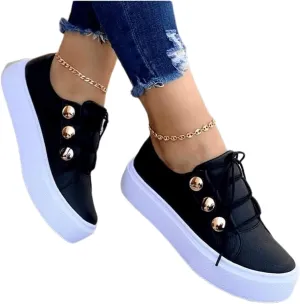 Ladmiple Shoes For Women Sneakers Slip Ons Lace ups Casual Leather Walking Shoes Summer Fashion Platform Flats Loafers