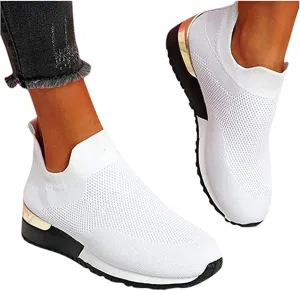 Ladmiple Walking Sneakers For Women Wide Width Tennis Shoes Slip On Memory Foam Non Slip Athletic Running Gym Sneakers