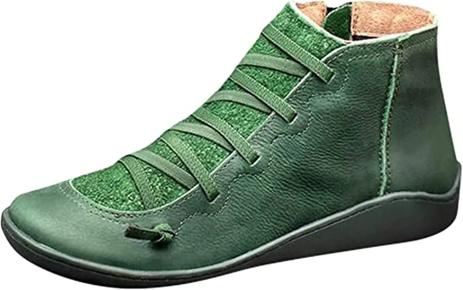 Lausiuoe Boots For Women Ankle Booties Flat Shoes Wedges Fashion Ankle Boots High Top Casual Dressy Western Boot Pull-On