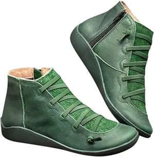 Lausiuoe Boots For Women Ankle Booties Flat Shoes Wedges Fashion Ankle Boots High Top Casual Dressy Western Boot Pull-On