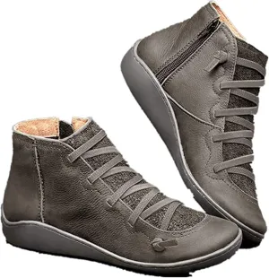 Lausiuoe Boots For Women Ankle Booties Flat Shoes Wedges Fashion Ankle Boots High Top Casual Dressy Western Boot Pull-On