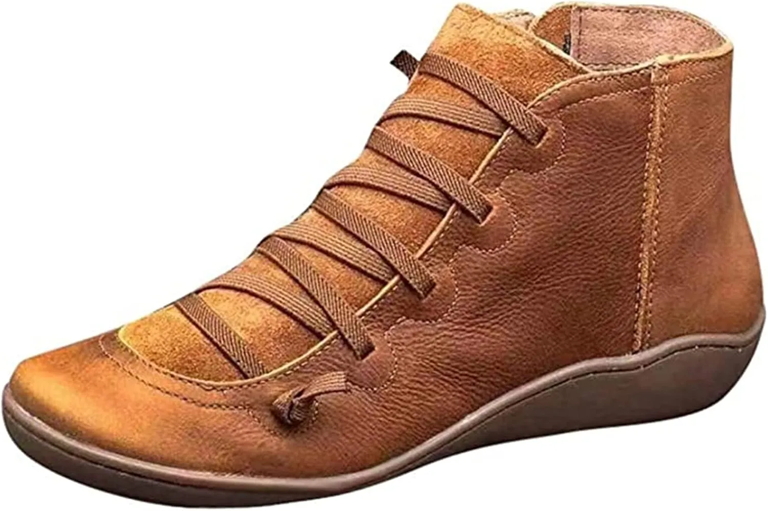 Lausiuoe Boots For Women Ankle Booties Flat Shoes Wedges Fashion Ankle Boots High Top Casual Dressy Western Boot Pull-On