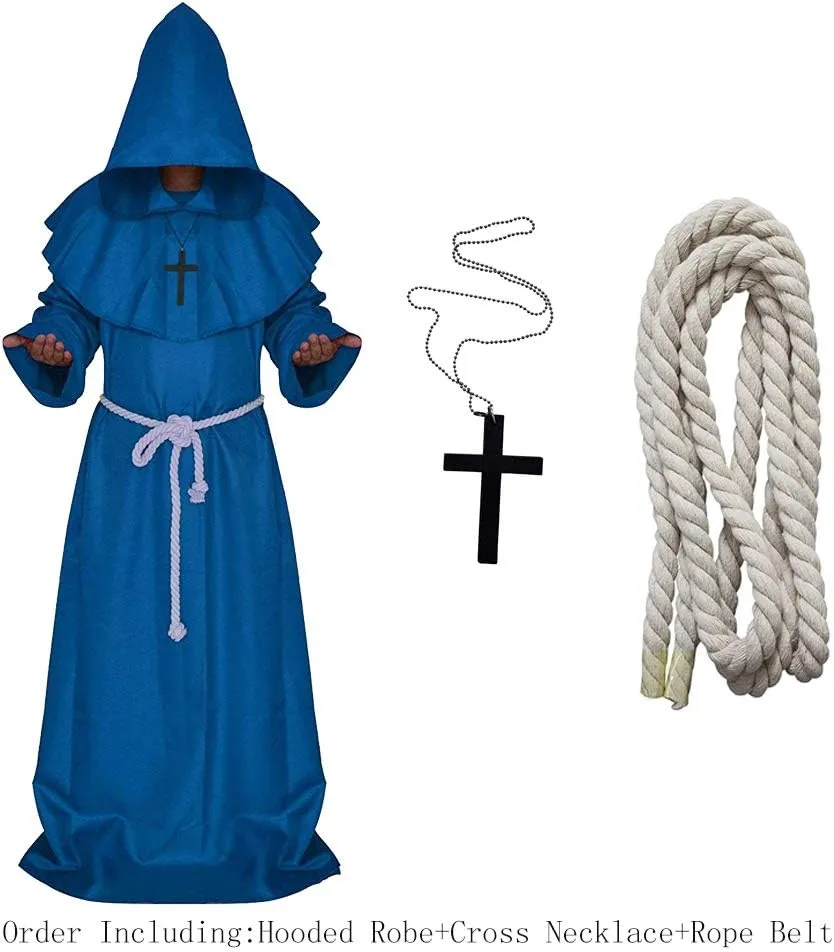 LHJ Friar Medieval Hooded Monk Renaissance Priest Robe Costume Cosplay