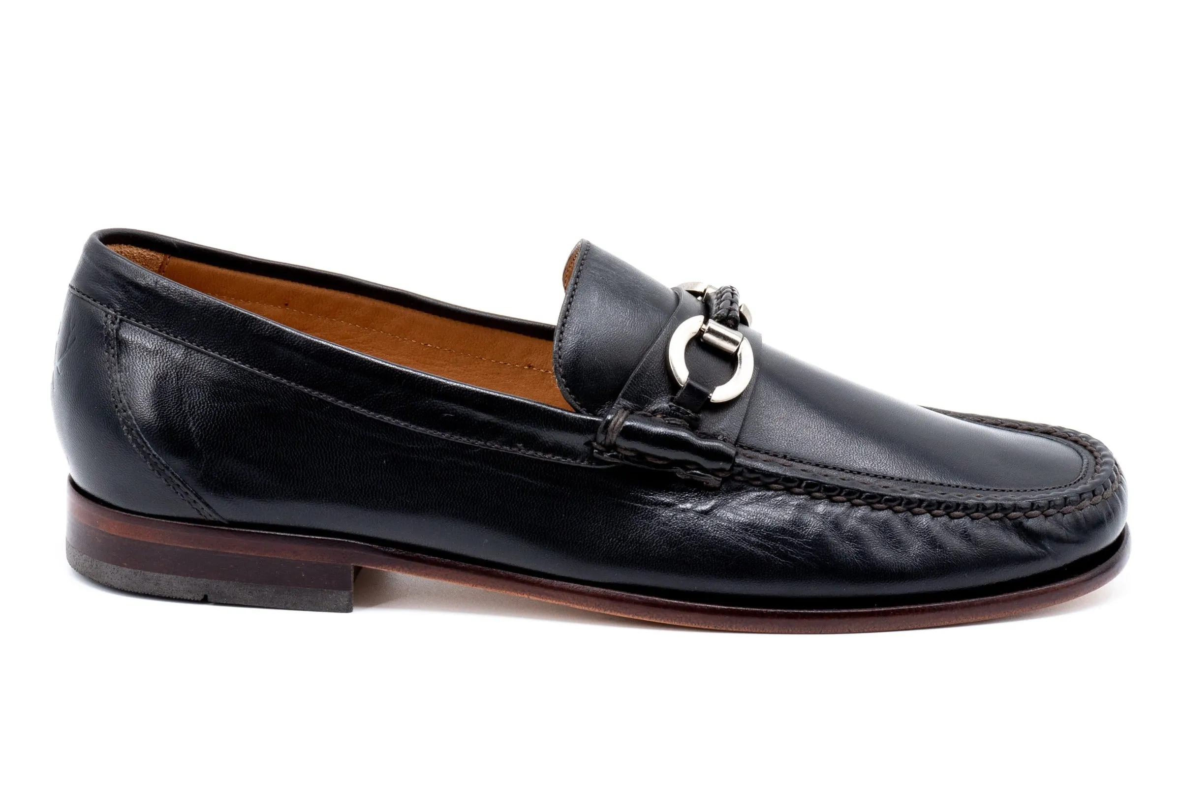 Maxwell Sheep Skin Horse Bit Loafers - Black