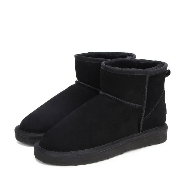 MBR FORCE Classic Genuine Cowhide leather  snow boots 100% Wool Women Boots Warm winter shoes for women large size 34-44