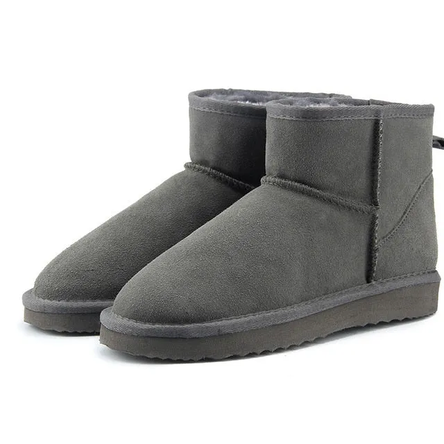 MBR FORCE Classic Genuine Cowhide leather  snow boots 100% Wool Women Boots Warm winter shoes for women large size 34-44