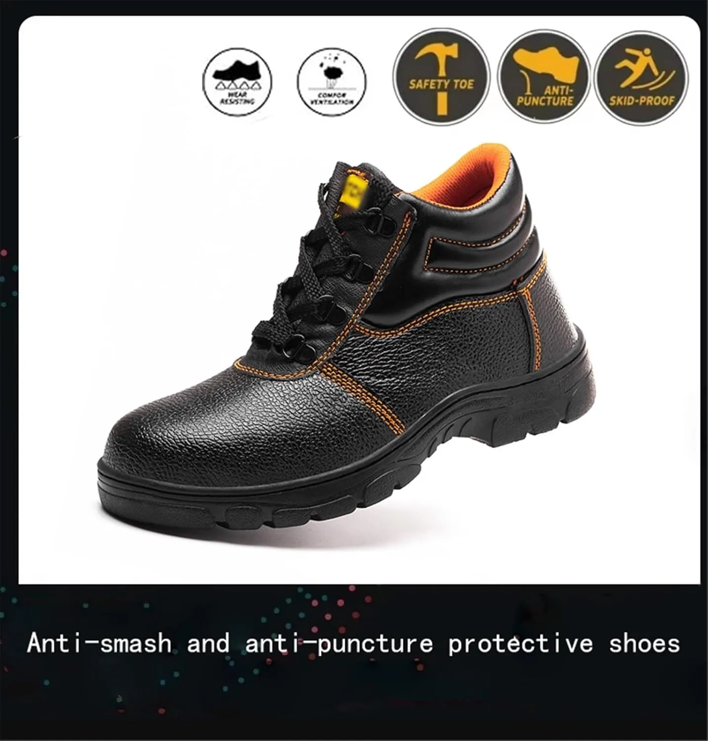 Men's Waterproof Steeltoe Work Boot, Men Lace up Steel Safety Toe Puncture Resistant Waterproof Industrial Work Boot, Utility Industrial Abrasion Resistant Safety Protection Boots