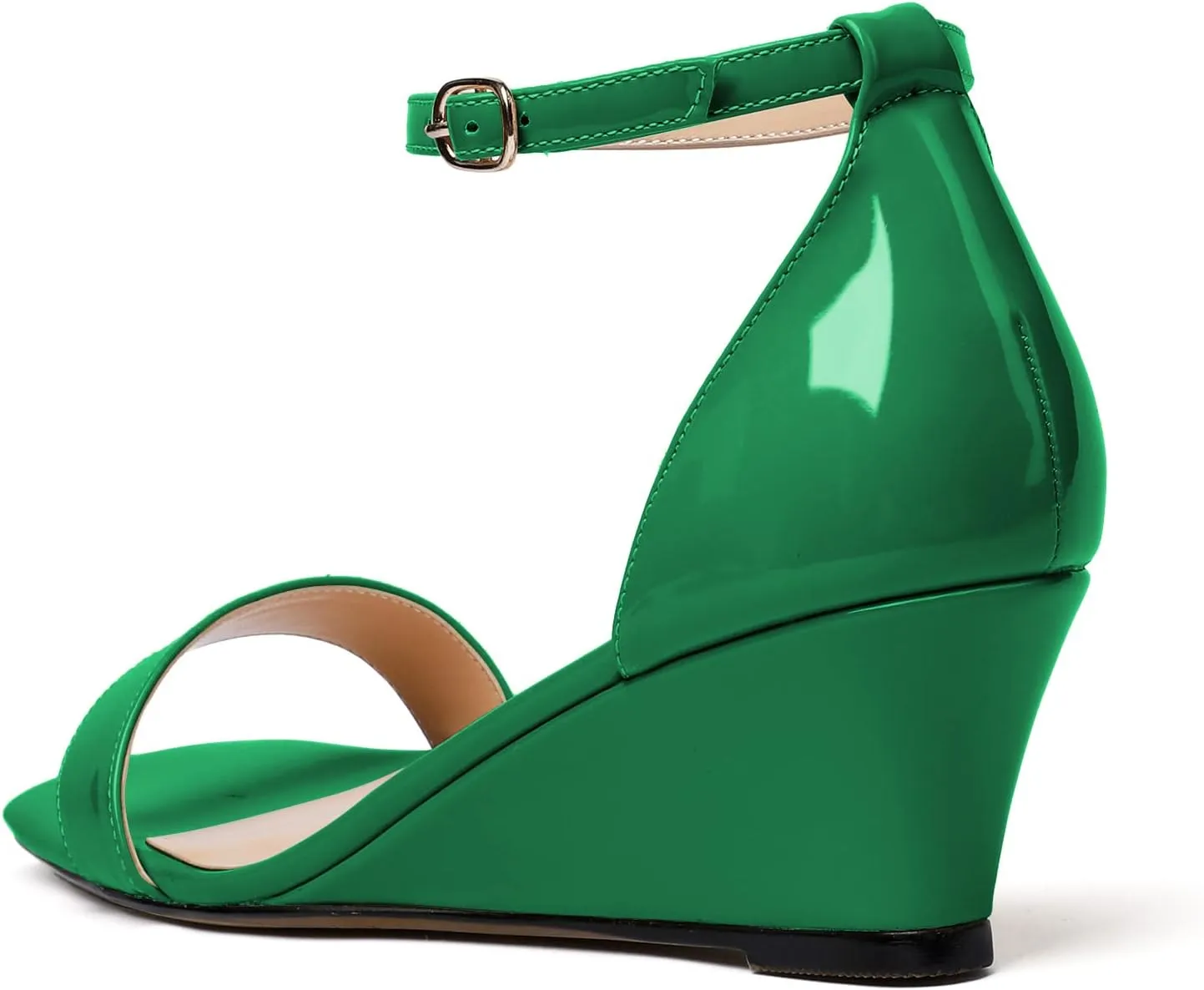 Mettesally Women's Wedge Heels Sandals Mid Heel Ankle Strap Square Open Toe Evening Dress Wedding Shoes