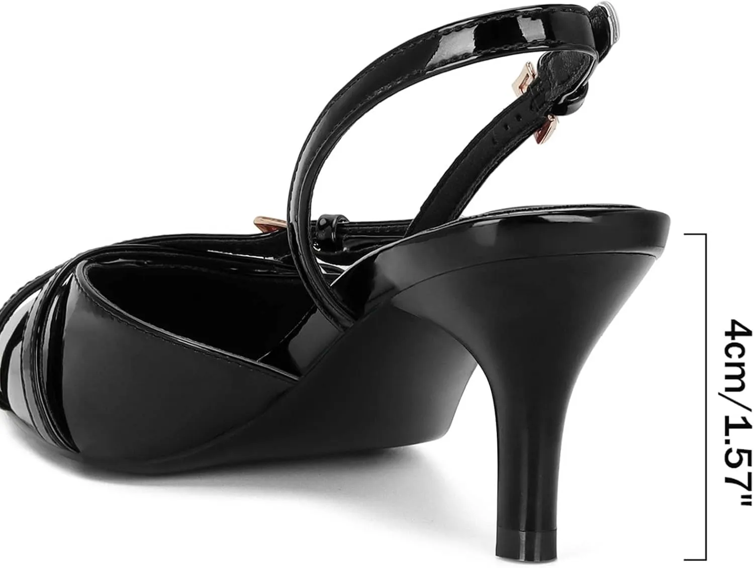MICIFA Slingback Kitten Heels for Women Pointed Toe Stiletto Heels Slip On Pumps with Buckled Straps Dress Work Heeled Sandals