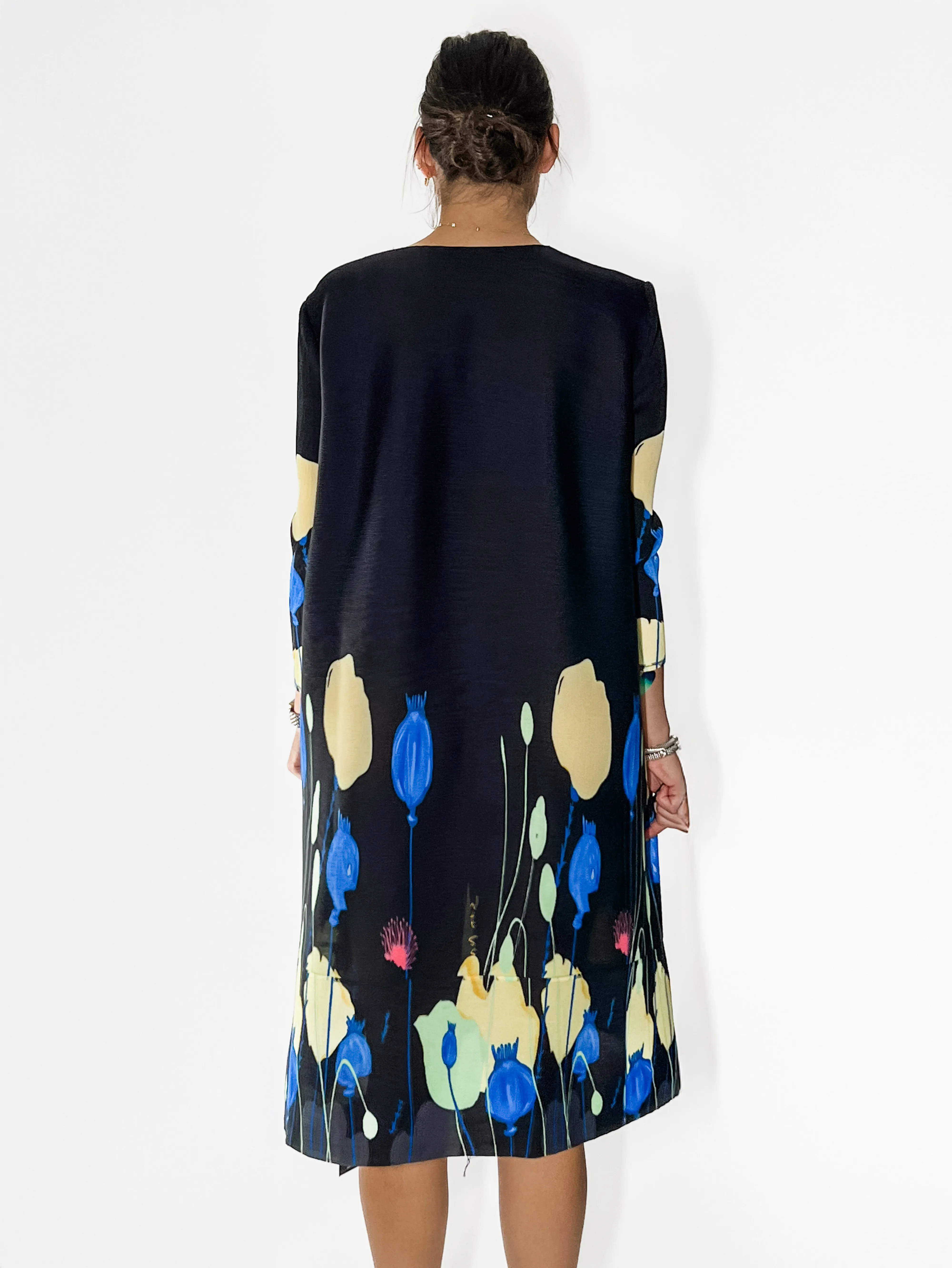Midnight Meadow Print Midi Dress