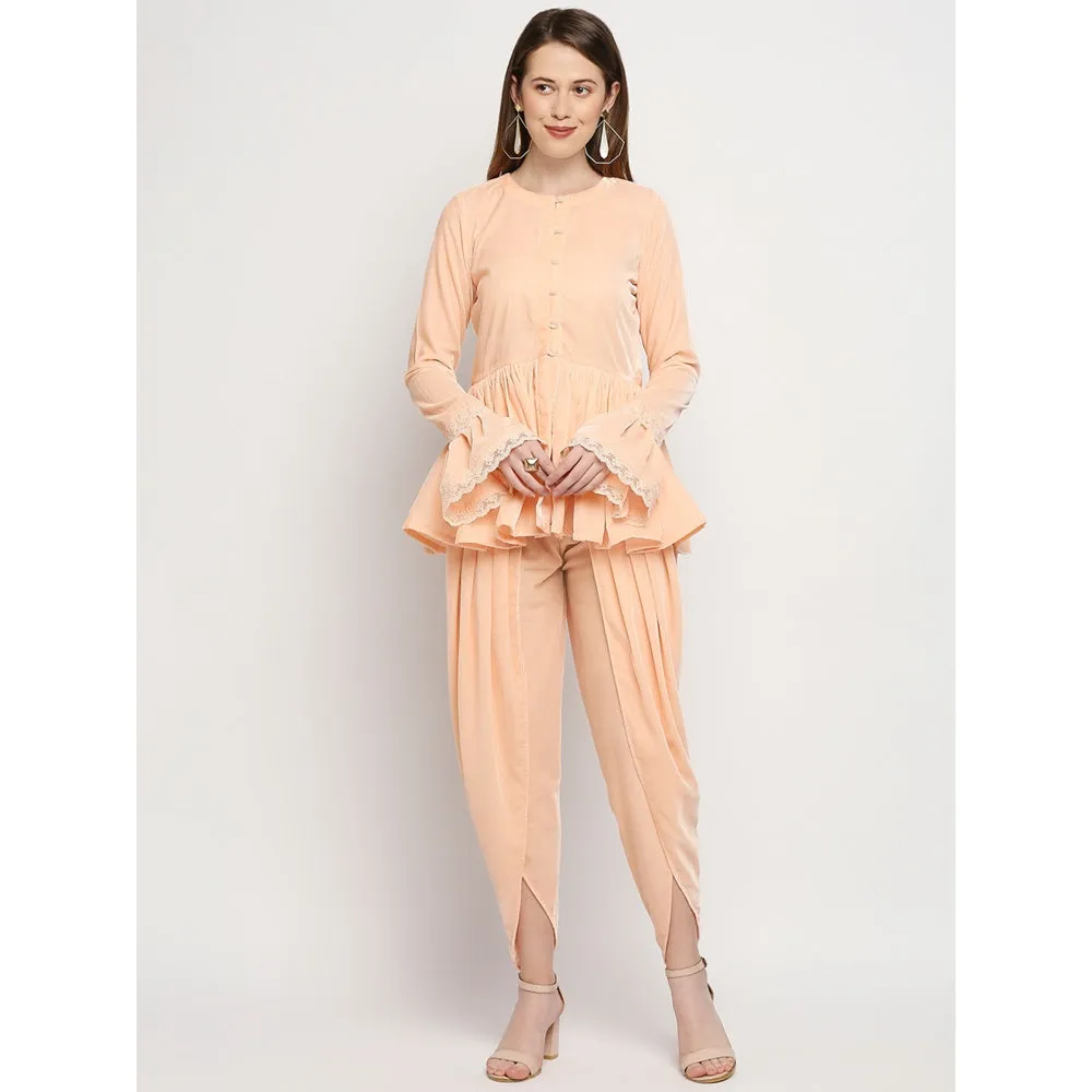 Monk & Mei Farah - Jacket And Dhoti - Peach Pink (Set Of 2)