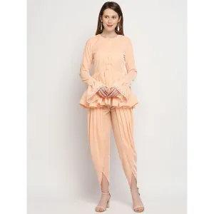 Monk & Mei Farah - Jacket And Dhoti - Peach Pink (Set Of 2)