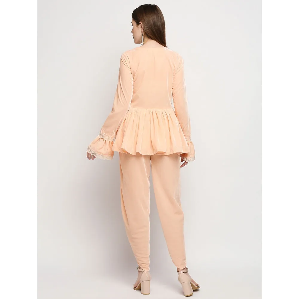 Monk & Mei Farah - Jacket And Dhoti - Peach Pink (Set Of 2)