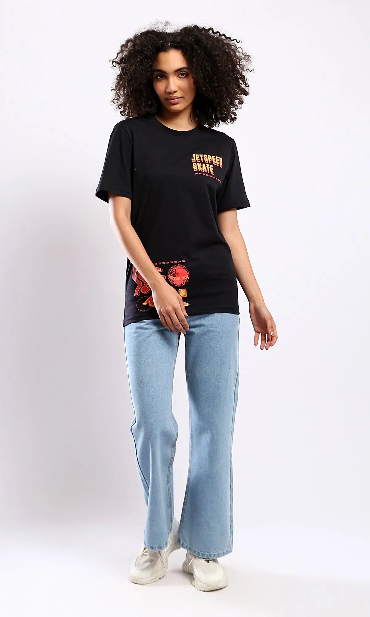 O178966 Printed "Jetspeed Skate" Black Short Sleeves Tee