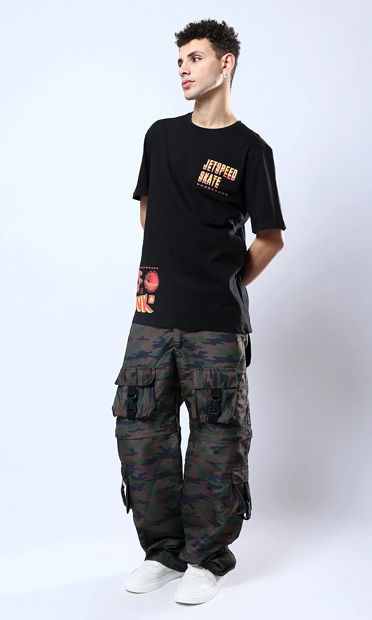 O178966 Printed "Jetspeed Skate" Black Short Sleeves Tee