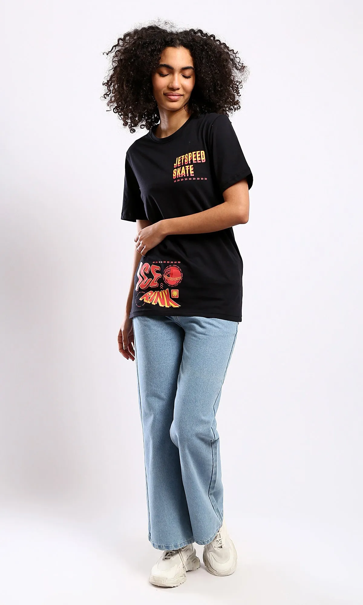 O178966 Printed "Jetspeed Skate" Black Short Sleeves Tee