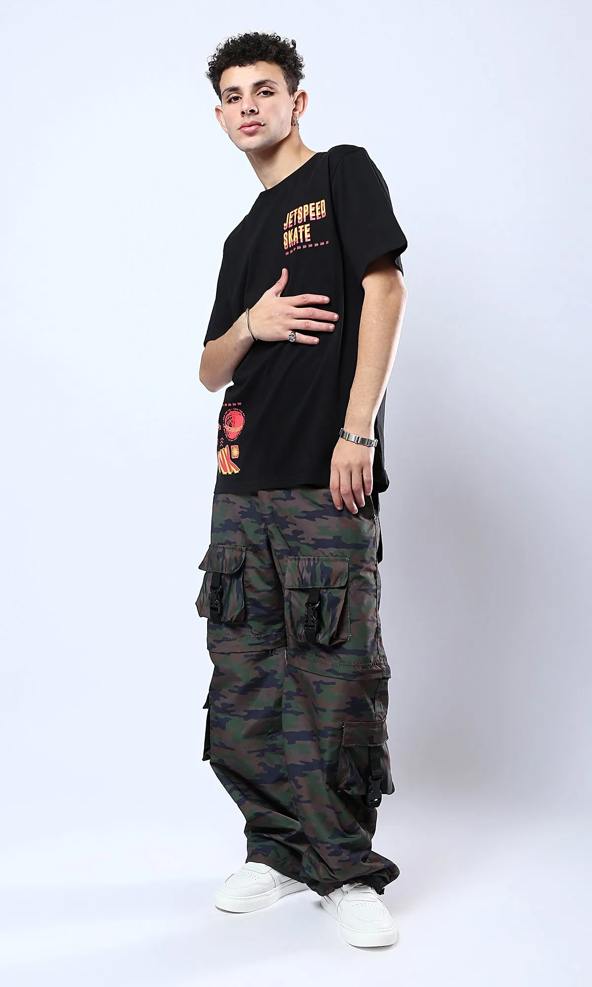 O178966 Printed "Jetspeed Skate" Black Short Sleeves Tee